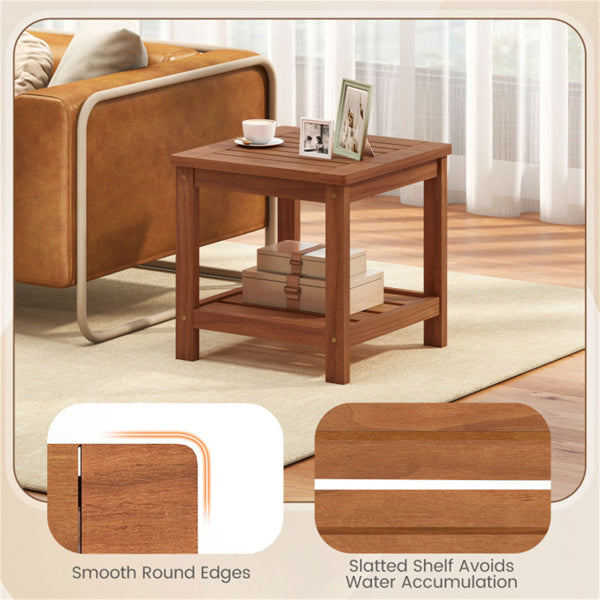 Versatile 2-Tier Wooden Side Table, Easy Assembly Nightstand For