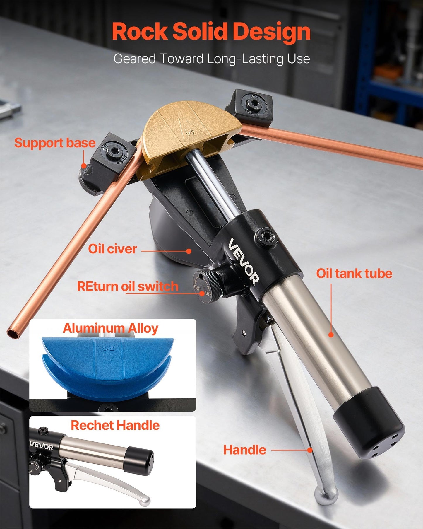 Hydraulic Pipe Bender Kit 1/4-7/8 Inch Copper Tube Bending Tool Set - HVAC Auto Repair