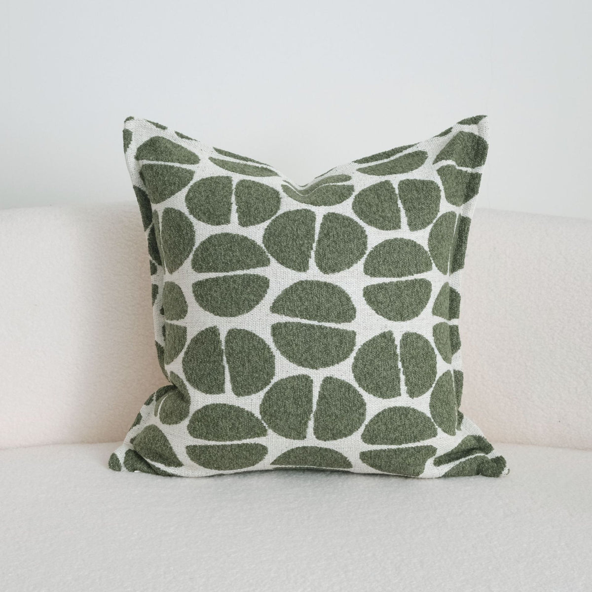 Green Toned Drawstring Cushion Cover - Coarse Linen Backrest Pillow