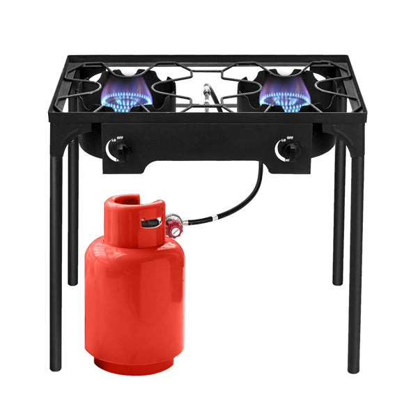 High-Power Double Burner Stove - 150,000 BTU Cast Iron