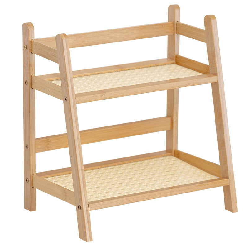 Bamboo Multi-Layer Storage Rack for Guest Rooms - 2 Layers