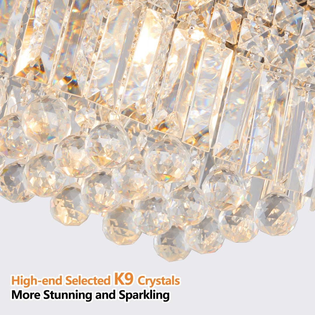 Modern Raindrop Crystal Chandelier - 8-Light Rectangle Pendant
