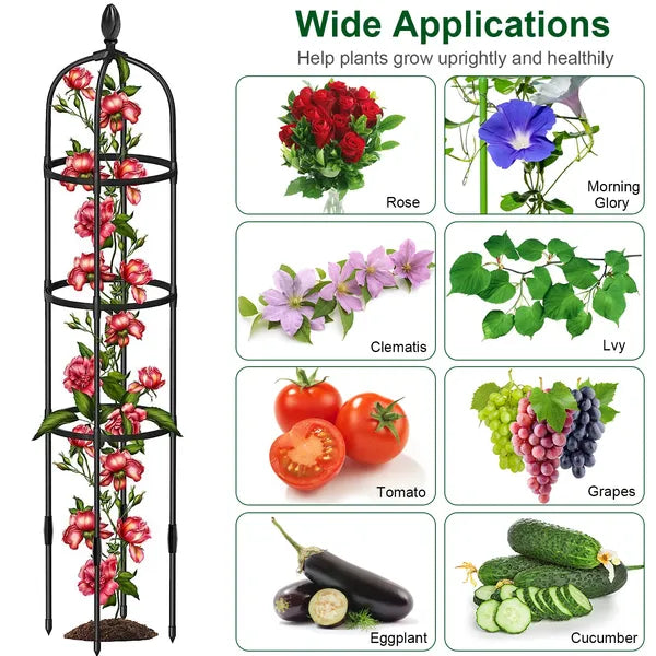 2 Packs 5.9FT Garden Trellis for Climbing Plants - Green
