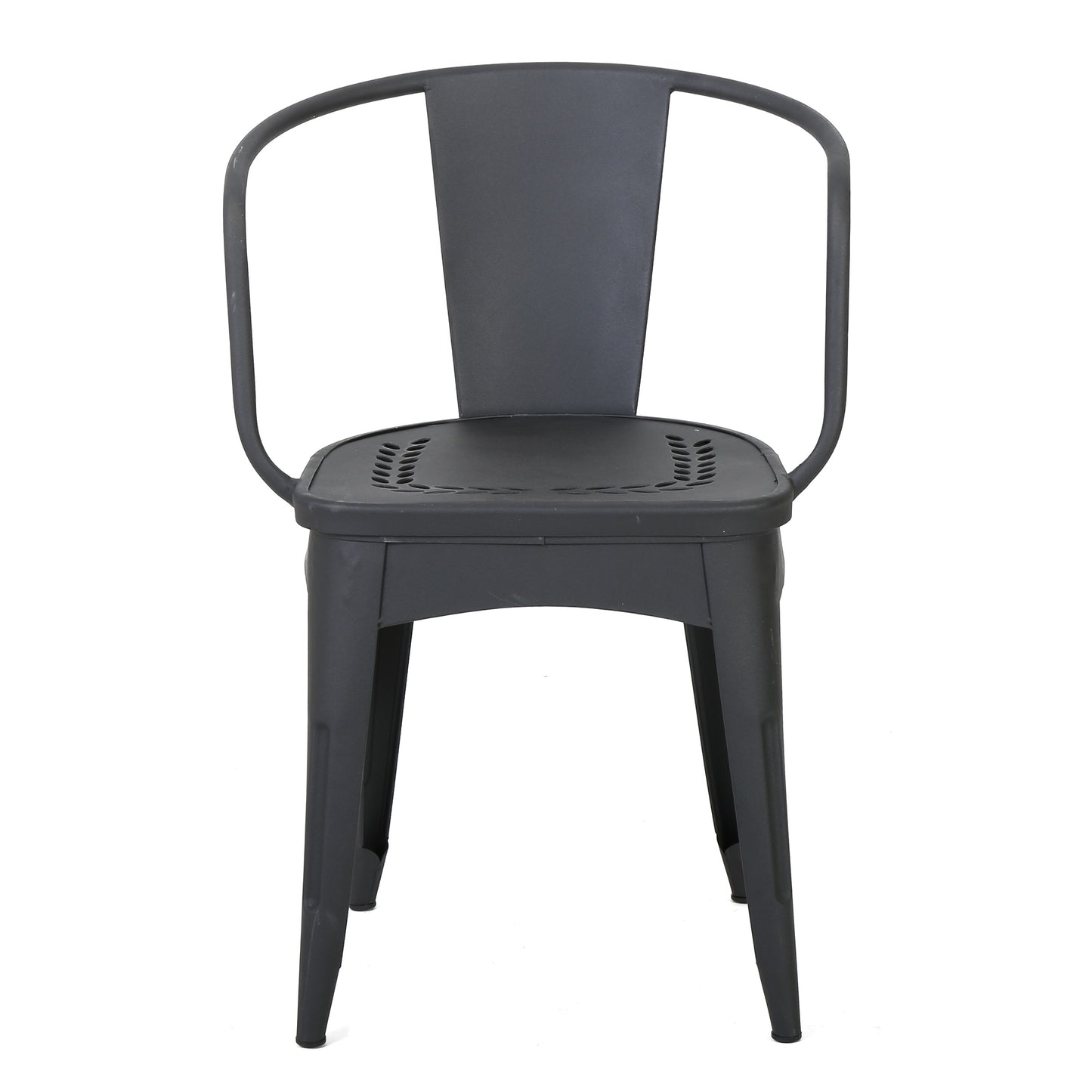 LOURDES 3-Piece Black Metal Bistro Set for Patio