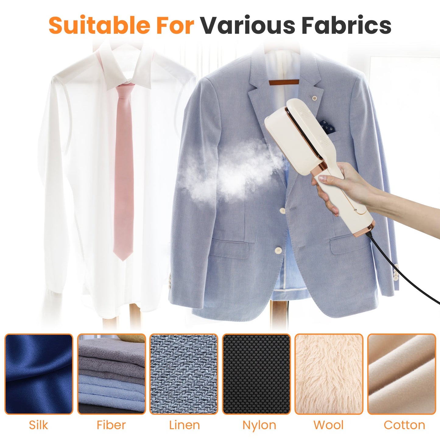 3-in-1 Travel Garment Steamer with Flip Head & Dry/Wet Ironing - 1000W Portable Iron for Clothes