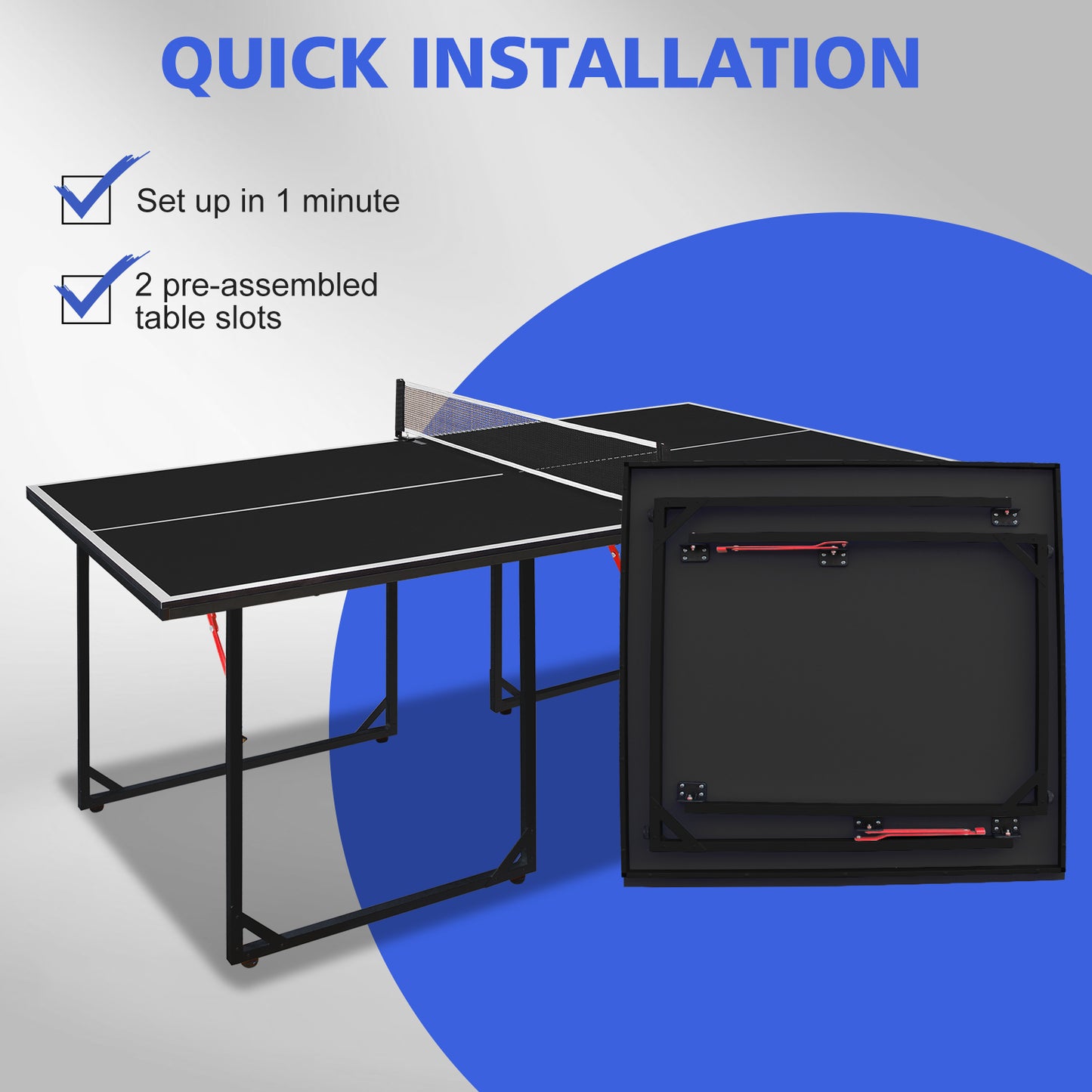 Mid-Size Foldable Table Tennis Table Set - Black