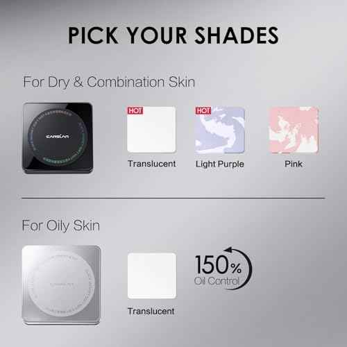 CARSLAN Waterproof Face Pressed Powder Compact, 24H Longlasting Oil Control Pressed Setting Powder Talc-Free Makeup, Shine Free, Poreless, Smooth, 01 Translucent for dry&com skin (0.28Oz)