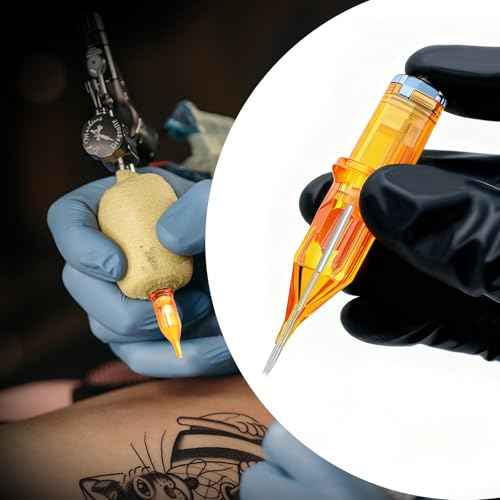 Tattoo Cartridge Needles, ATOMUS 10pcs 3RS 5RS 7RS 9RS Round Shader Disposable Tattoo Needle for Pen Rotary Machine Tattoo Supplies (Yellow 7RS 10pcs)