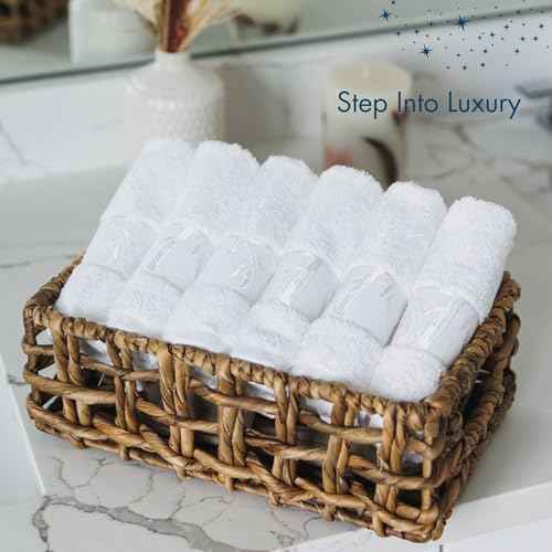 Set of 6 Luxury Wash Cloths for Your Face Viscose Bamboo & Turkish Cotton, White Wascloths