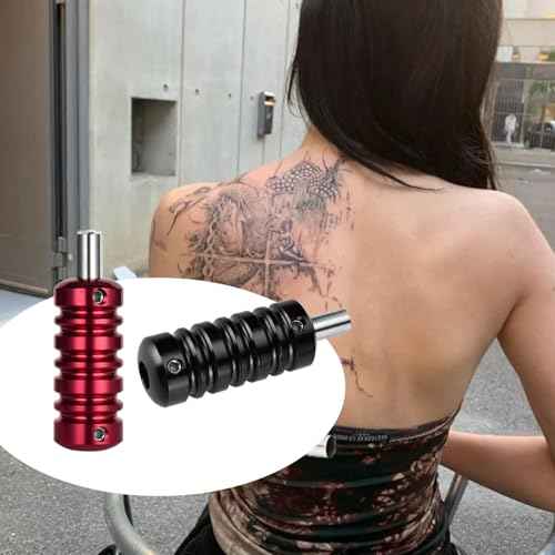 2 Pcs Aluminum Alloy Tattoo Grips Tubes - Lightweight Grip Handles for Tattoo Machine, Ideal for Tattoo Artists & Studio Supplies (Black Red)