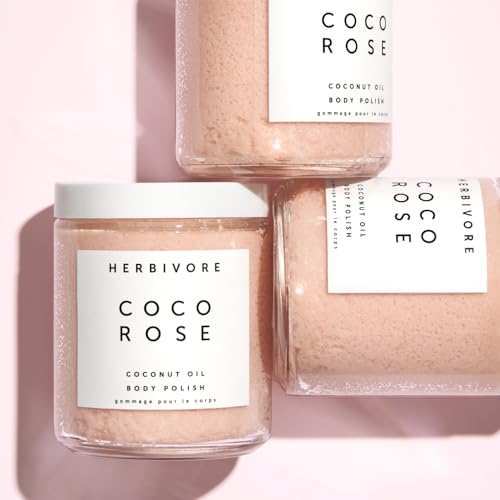 HERBIVORE Coco Rose Exfoliating Body Scrub + In-Shower Moisturizer with Coconut Oil, Shea Butter + Pink Clay for Softer, Smoother Skin | Vegan, Plant-Based, Cruelty-Free
