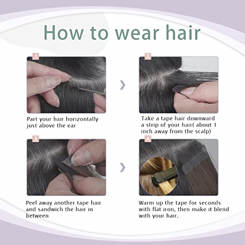 S-noilite 20Pcs 60g Remy Tape in Hair Extensions Human Hair Seamless Skin Weft Invisible Double Sided Glue in hair for women Silky Straight 24 Inch #02 Dark Brown Color