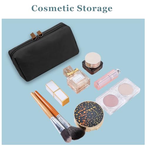 Long Keeper Small Cosmetic Bag Women Water Resistant Make Up Bag Cute Mini Travel Makeup Organizer Bag Portable Toiletry Bag (Black and Red)