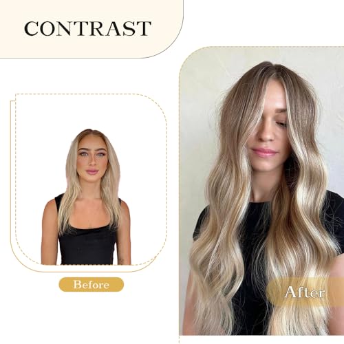 Halo Hair Extensions Real Human Hair - Light Blonde Golden Blond, Halo Extensions Human Hair 20inch 120g