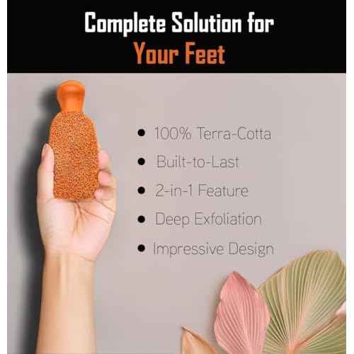 Pumice Stone for Feet - 2-Sided Terra Cotta Foot Scrubber, Professional Exfoliating Clay Stone for Feet Hands Body Care - Pumice Stone for Feet Callus Remover, Brown