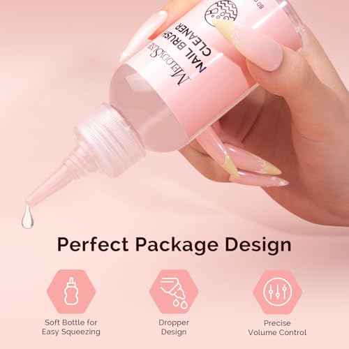 MelodySusie Nail Brush Cleaner, Acrylic Gel Nail Brushes Cleaning & Restoration Wax and Gel Removing Solution for Manicure Salon at Home 80ml/2.71fl.oz