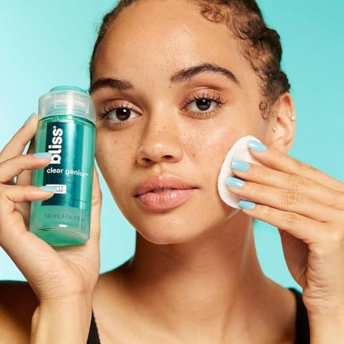 Bliss Acne-Prone Skin Bundle - Clear Genius Toner, Body Spray, Spot Treatment BHA Salicylic Acid and Clarifying Peel & Cleanser