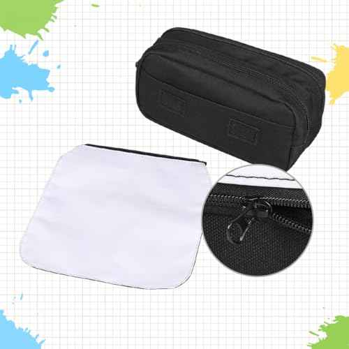 2 Pcs Blank Sublimation Pencil Case Cosmetic Bags Printable Multipurpose DIY Makeup Bags Toiletry Pouch with Removable Flap-Blue