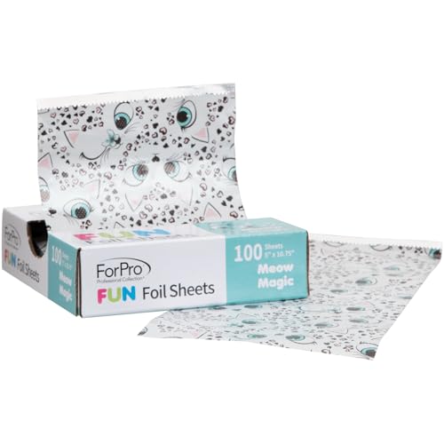ForPro FUN Meow Magic 5" Foil Sheets, Aluminum Foil, Pop-Up Foil Dispenser, Hair Foils for Color Application and Highlighting Services, Food Safe, 5¡± W x 10.75¡± L, 100-Count