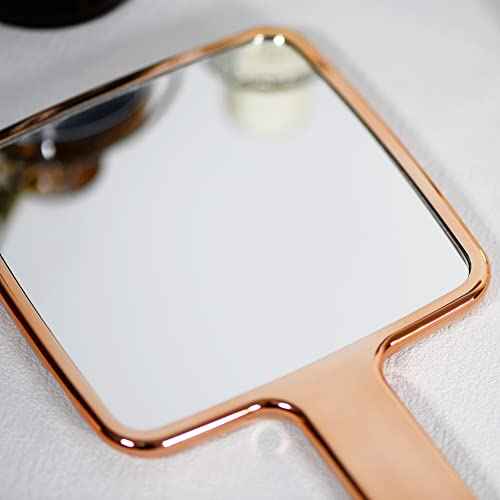 Hand Held Mirror Electroplate Mirror Rose Gold, Square 11x6.7inch