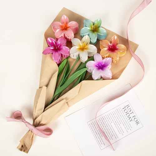 6 Pcs Flower Hair Claw Clips - Hawaiian Hair Clips for Women, Cute Summer Beach Hair Accessories