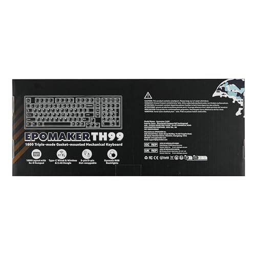 EPOMAKER TH99 Wireless Mechanical Keyboard with Lubed Silent Switch, Quiet Gaming Keyboard, 8000mAh,Creamy Gasket,RGB Backlit,Numpad,PBT Keycap,Hot Swappable,for Gamers/Office (Blue&White)