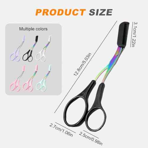 Eyebrow Trimmer Scissor, 2 in 1 Eyebrow Scissors with Comb Stainless Steel Professional Eyebrow Trimmer, Eyebrow Cutter Hair Removal Eyebrow Scissors Makeup Tool for Men Women (Black)