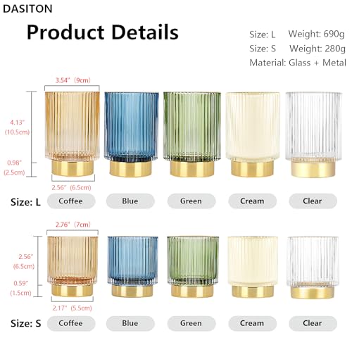 DASITON Makeup Brush holder Organizer,Crystal Cosmetic Makeup Brush Glass Brushes Storage Holder, Vintage Make Up Brush Cup Pen Pencil Holder striped vase(Coffee L)