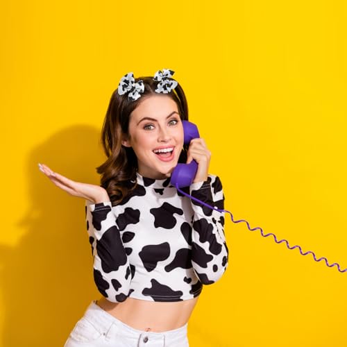 4 Pack Baby Girls Cow Print Hair Bow Clips Toddler Cowgirl Country Birthday Party Gift Accessories 3 Inch