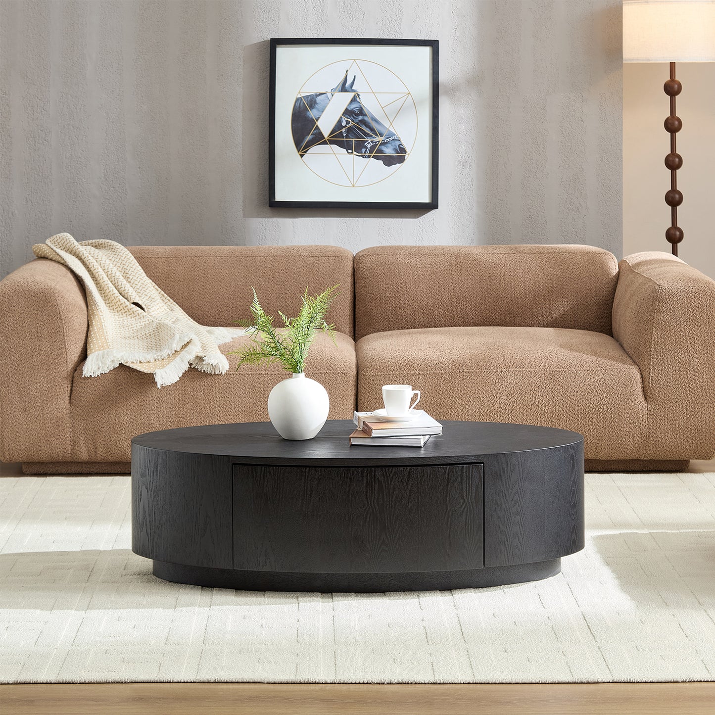 Modern Luxury Oval Coffee Table, Elegant Living Room Accent Piece,No