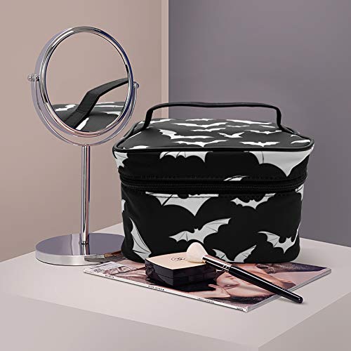 9CH Goth Travel Makeup Bag - Bats Cosmetic Bags Large Make up Organizer Portable Toiletry Bags Train Cases for Women Cosmetics