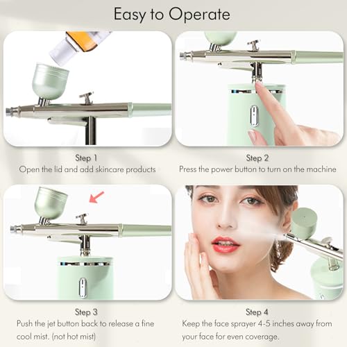 Facial Oxygen Spray Machine - High Pressure Nano Facial Steamer with 0.3mm Nozzle - Rechargeable Portable Nano Mist Injector Sprayer for Deep Moisturizing Face Skincare