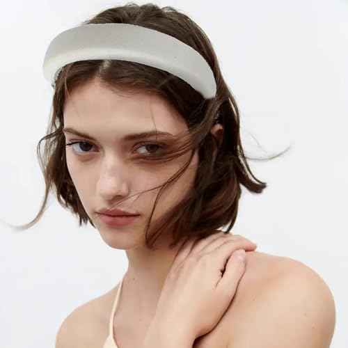 5Pcs White Pearl Headbands for Women Faux Pearl Beaded Headbands Cute Padded Headband for Women Party Wedding Hair Accessories for Bridal