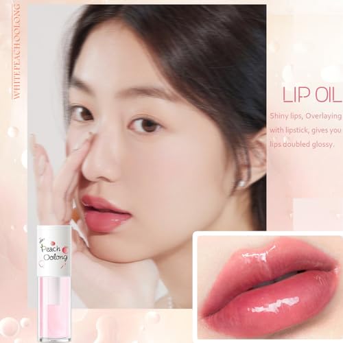4Pcs Hydrating Clear Lip Oil,Crystal Jelly Honey Lip Gloss with Big Brush,Long Lasting Nourishing Lip Care Lip Glow Oil,Moisturizing Tinted Lip Balm,Fresh Texture Flavoring Oil Lip Makeup
