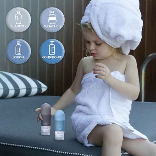 Travel Bottles for Toiletries,3oz Leak Proof Squeezable Travel Size Containers, 5 Pack TSA Approved Travel Essentials for Shampoo Conditioner,Silicone,Black Pack