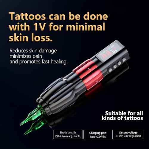 BIGWASP Z4 Wireless Rotary Tattoo Machine Pen with 6 Adjustable Stroke Lengths, 1800mAh Long-Lasting Battery, Powerful Coreless Motor, Ideal for Professional Tattoo Artists - Black