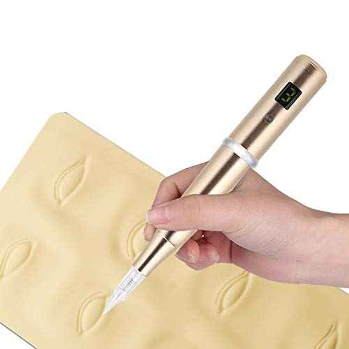 Wireless/Cordless Permanent Make-up Pen Eyebrow Digital Pen Tattoo Rotary Rechargeable Machine 10PCS Needles For Eyebrows,Eyeliners, Lips And Small-Tattoo(Golden) AP657