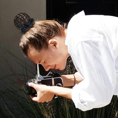 4Pcs Flower Hair Bun Holder Covers Hair Bun Cover Barrettes Hair Net Snood Pocket Hair Clip Ribbon Mesh Hairnet Hair Accessories for Women