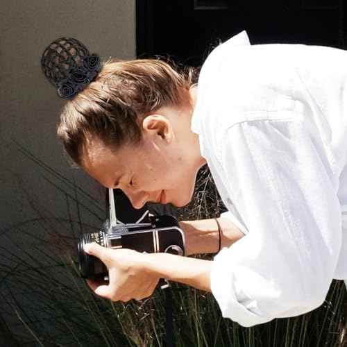 4Pcs Flower Hair Bun Holder Covers Hair Bun Cover Barrettes Hair Net Snood Pocket Hair Clip Ribbon Mesh Hairnet Hair Accessories for Women