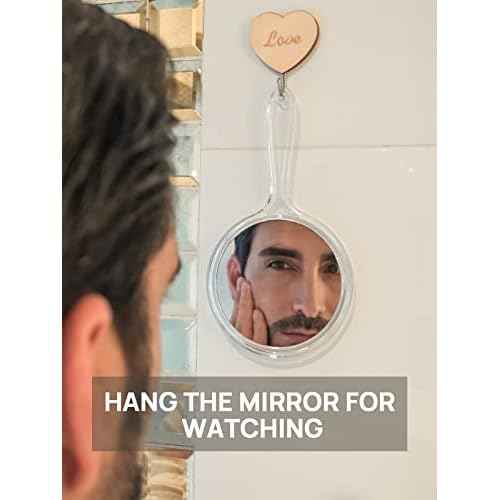 OMIRO Hand Mirror, Double-Sided Handheld Mirror 1X/3X Magnifying Mirror with Handle, Pack of 1 (Clear)