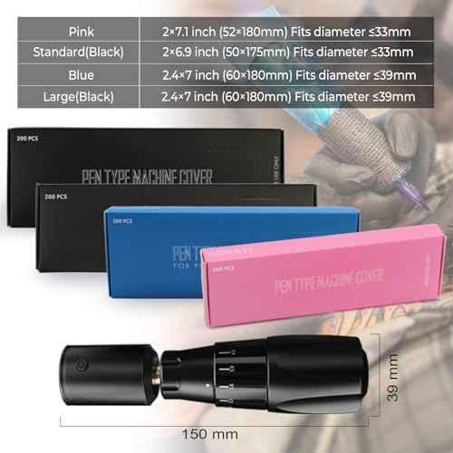 200pcs Machine Pen Covers with Grip Wraps, Denergy 2.4¡¿7" Tattoo Machine Covers with 3pcs Tattoo Grip Wrap Combination for Tattoo Pen Machine, Professional Tattoo Supplies Accessories