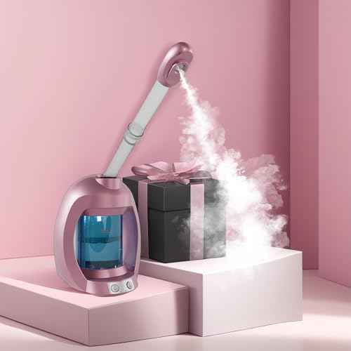 Facial Steamer, Nano Ionic Face Steamer for Facial Deep Cleaning, Pink Hair Steamer Facial Steamer Professional, Facial Steamers for Home Facial Spa.