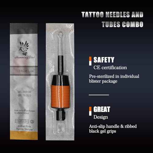 Autdor Tattoo Needles and Tubes Combo - 15Pcs Disposable Tattoo Tubes with Matching Assorted Tattoo Needles 9M1 Magnum 1inch Tattoo Needles Tube Grips for Tattoo Machine Tattoo Supplies