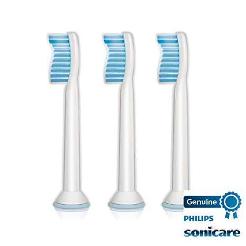 Philips Sonicare Genuine Sensitive Replacement Toothbrush Heads for Sensitive Teeth, 3 Brush Heads, White, HX6053/64