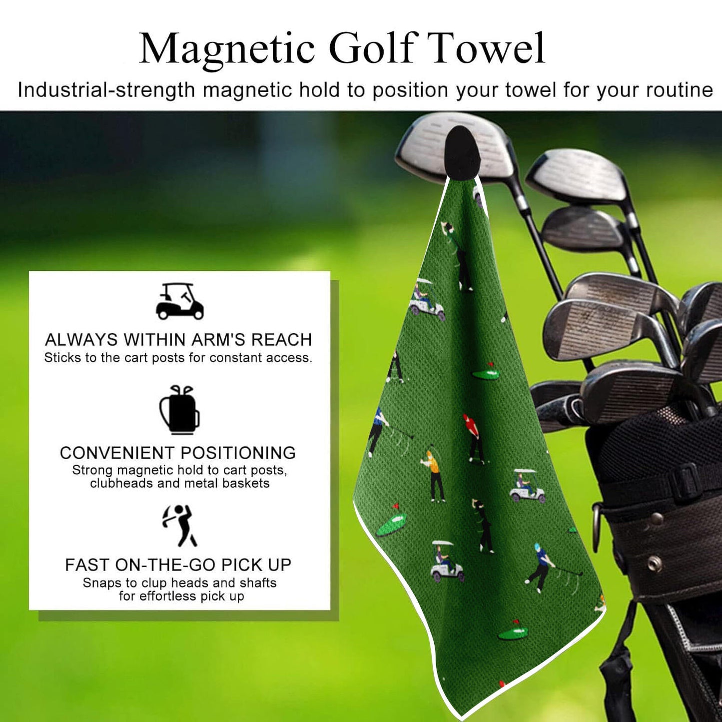 High Quality Microfiber Waffle Magnetic Golf Towel