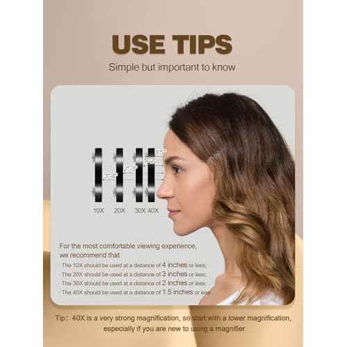 40X Magnifying Mirror with 2 Suction Cups, 3.5 inches Magnified Makeup Mirror and Slant Tweezers,Black,1PC