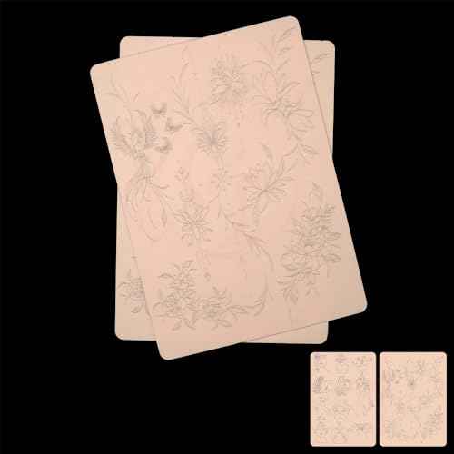 3pcs Professional Double-Sided Tattoo Practice Skin, Pink Silicone Pad with Pre-Printed Light Gray Outlines for Beginners & Artists, Reusable, Realistic Texture for Tattoo Training & Needle Technique