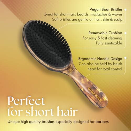 Olivia Garden Barber Wave Brush Collection ? Vegan Boar & Combo Bristle Variations, Palm, Tunnel, Fade Brushes