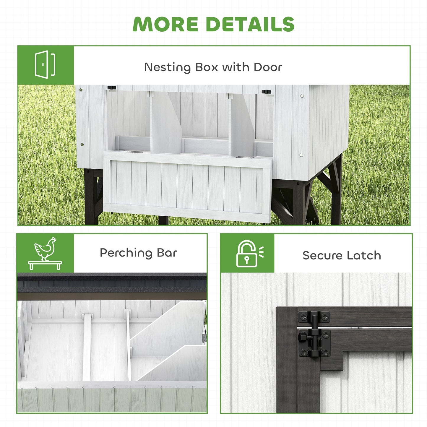 Elevated Chicken Coop with Nesting Box and Ramp - All-Weather Bird House