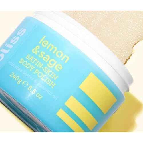Bliss Satin-Skin Body Polish - Lemon and Sage - Body Scrub with Shea Butter and Coconut Oil - 8.5 Oz - Smoothing and Balancing Skincare - All Skin Types - Vegan & Cruelty-Free